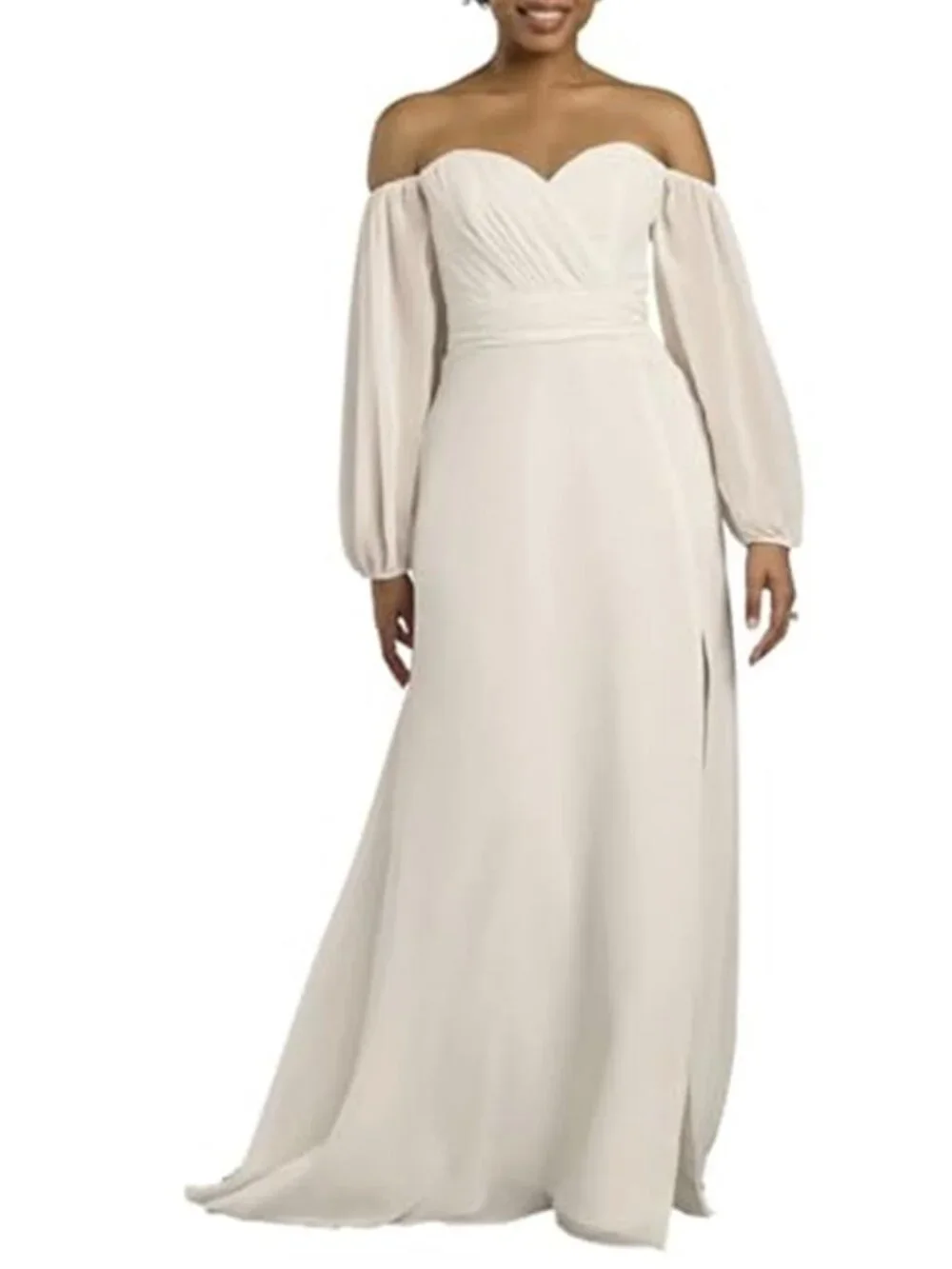 long billow sleeve wedding dress Long sleeve wedding dress with open back - Liliana - M / US8 / EU38 / UK12 / (Bust 36, Waist 29.5 Inch)